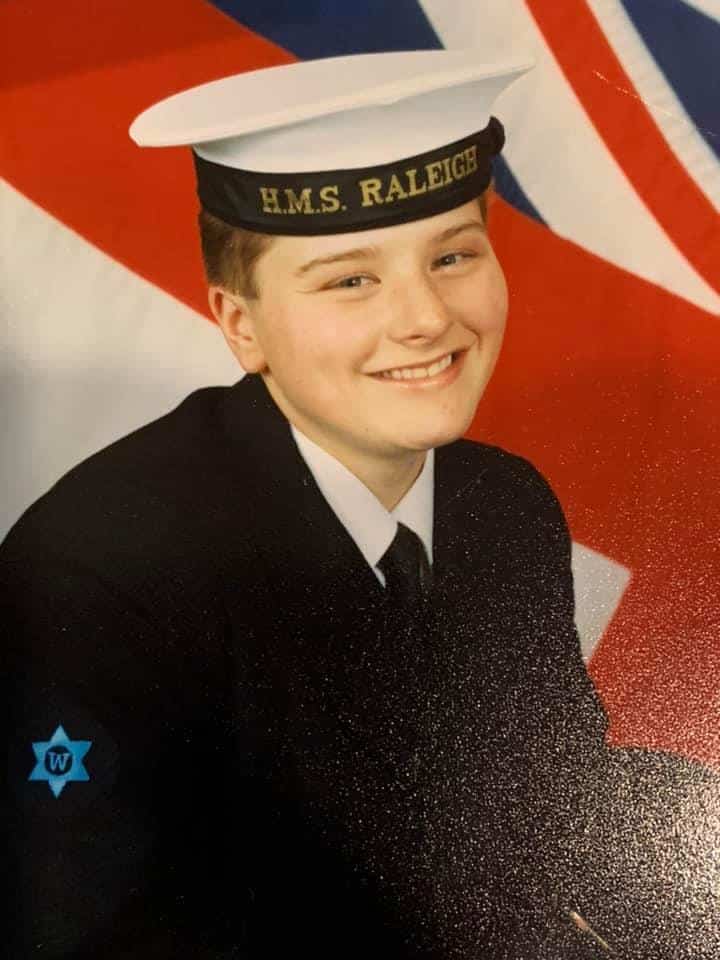 AMANDA aged 17 at HMS RALEIGH. Photo taken at very early in the morning to send home to parents